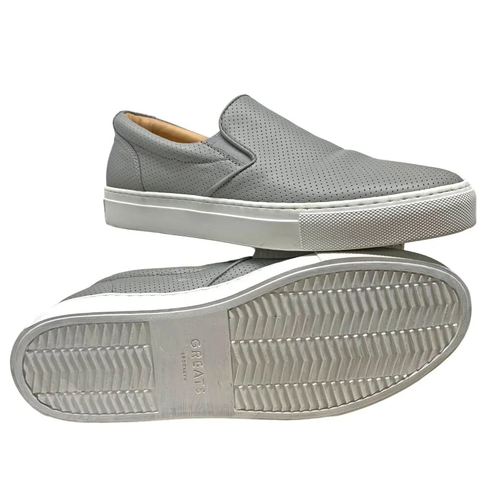 Greats Brooklyn Wooster Perforated‎ Italian Leather Slip On Sneakers